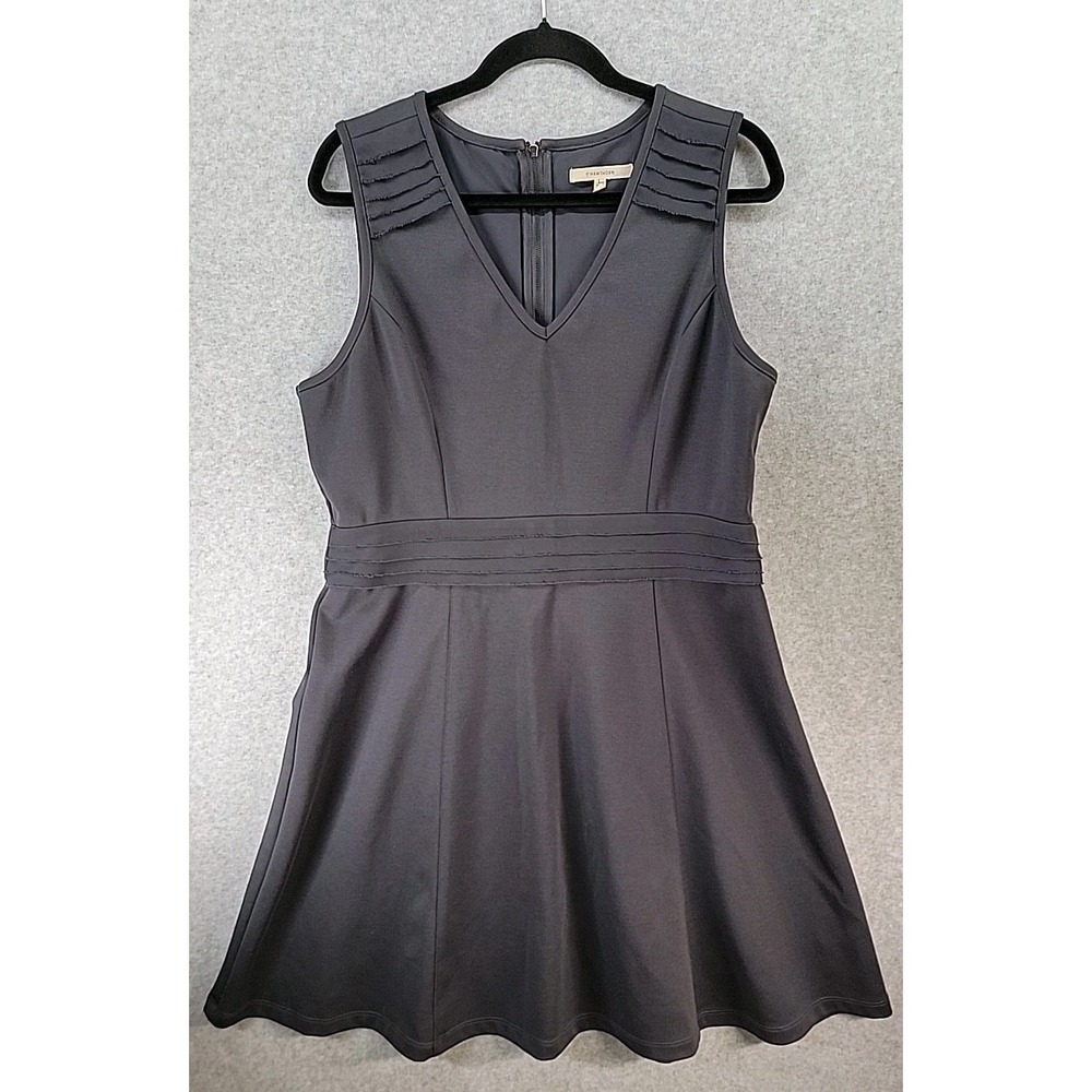 41 Hawthorn Womens Sz Large Ponte Knit V neck A-line Dress Dark Gray Capsule EUC
